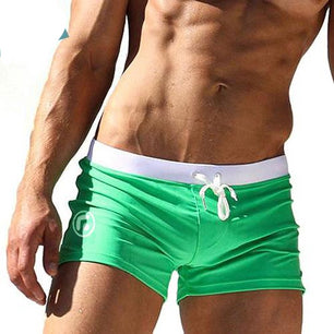 Men's Drawstring Waist Plain Quick Dry Pocket Swimwear Short