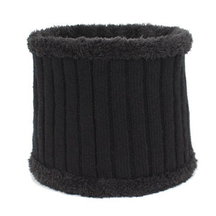 Men's Wool & Acrylic Solid Pattern Neck Scarf Knitted Winter Hats