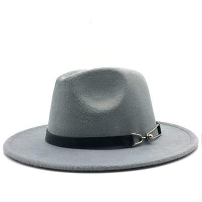 Women's Round Plush Plain Alloy Buckle Belt Strap Vintage Hats