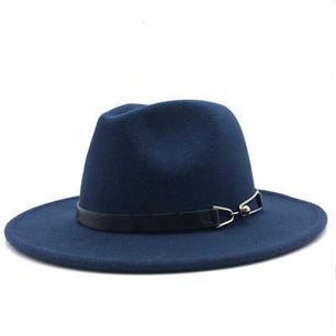 Women's Round Plush Plain Alloy Buckle Belt Strap Vintage Hats