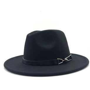 Women's Round Plush Plain Alloy Buckle Belt Strap Vintage Hats