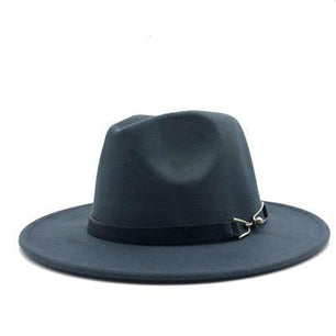 Women's Round Plush Plain Alloy Buckle Belt Strap Vintage Hats