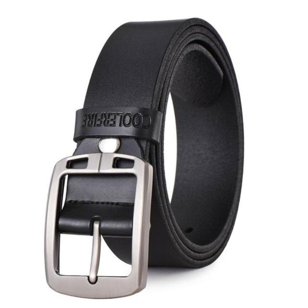 Men's Genuine Leather Plain Square Alloy Pin Buckle Vintage Belts