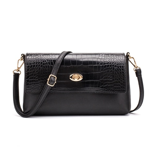 Women's Leather Inner Slit Pocket Zipper Flap Lock Closure Purses