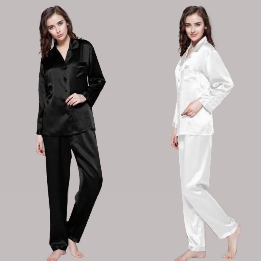 Women's Long Sleeve Button Down Shirt With Pant Pajama Set