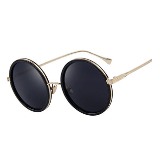 Women's Round Light Colorful Lens Thin Alloy Frame Sunglasses