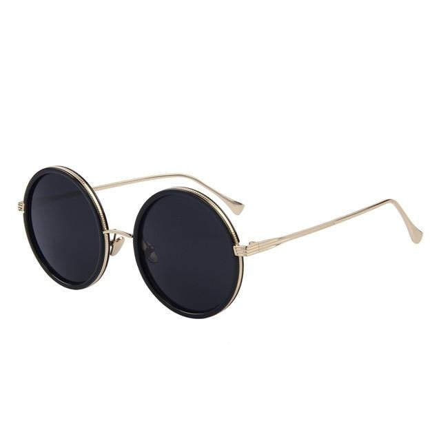 Women's Round Light Colorful Lens Thin Alloy Frame Sunglasses