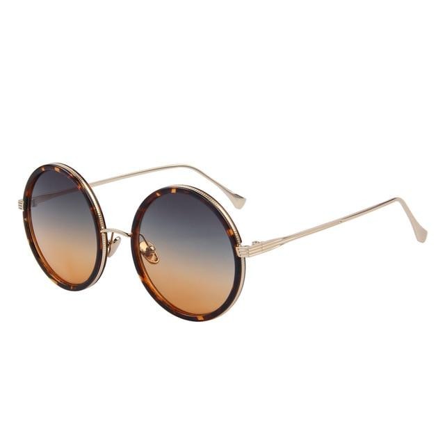 Women's Round Light Colorful Lens Thin Alloy Frame Sunglasses