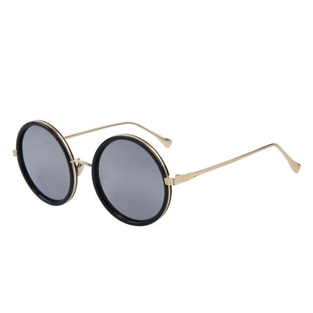 Women's Round Light Colorful Lens Thin Alloy Frame Sunglasses