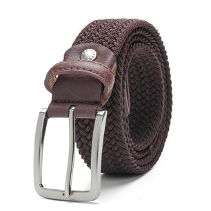 Women's Canvas Stretchy Braided Strap Square Alloy Pin Buckle Belts