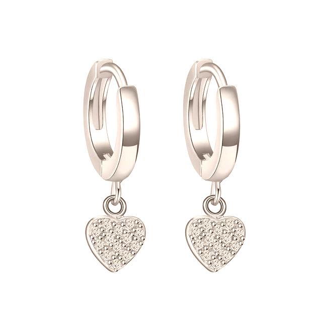 Women's 100% 925 Sterling Silver Cubic Zircon Dangle Hoop Earrings