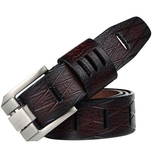 Men's Genuine Leather Plain Strap Alloy Pin Buckle Closure Belts