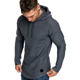 Men's High Neck Long Sleeve Plain Drawstring Hooded Winter Sweater
