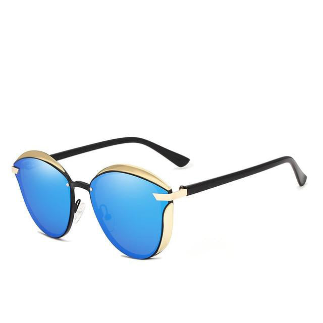 Women's Cat Eye Mirror Lens Thin Frame Polarized Sunglasses