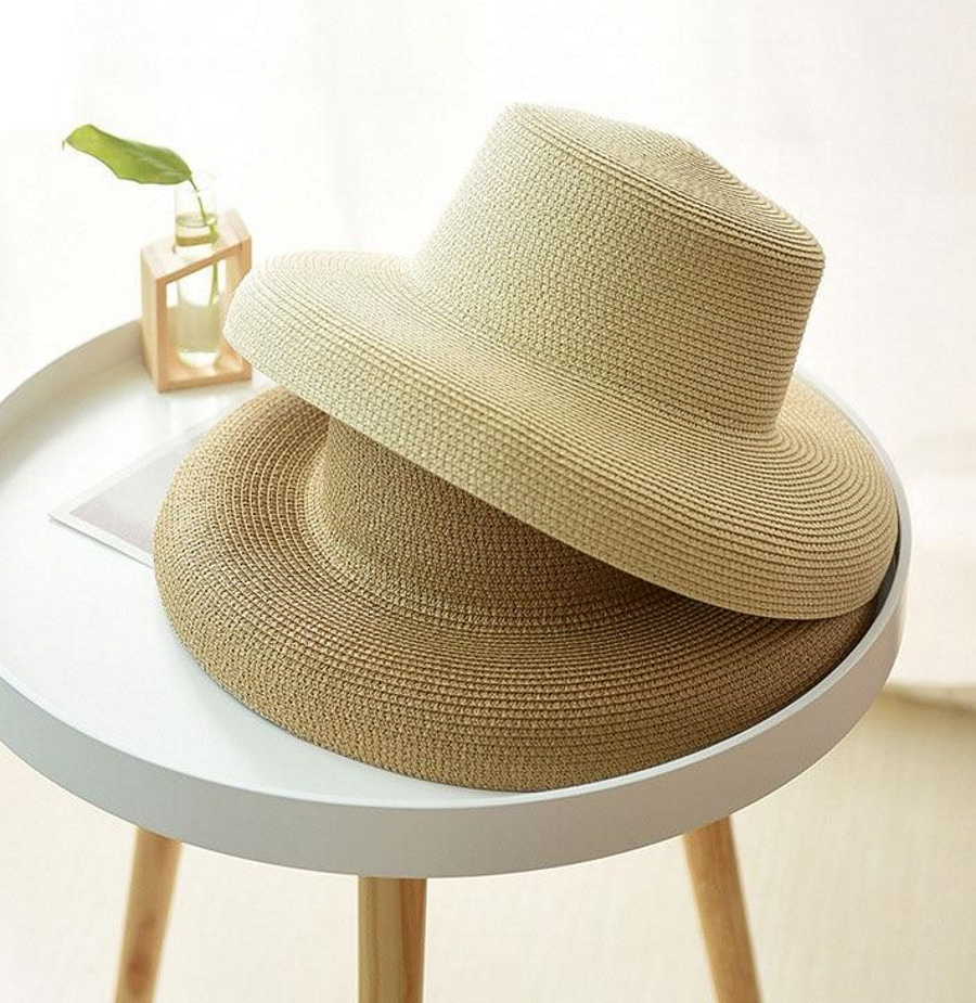 Women's Round Straw Linen Foldable Wide Brim Summer Hats