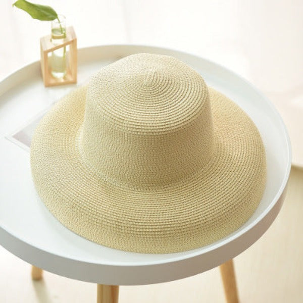 Women's Round Straw Linen Foldable Wide Brim Summer Hats