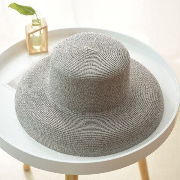 Women's Round Straw Linen Foldable Wide Brim Summer Hats