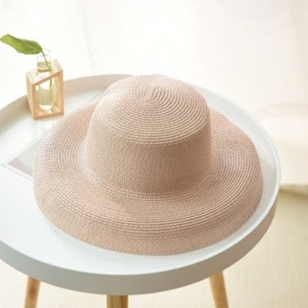 Women's Round Straw Linen Foldable Wide Brim Summer Hats