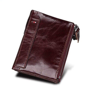 Women's Genuine Leather Card Holder Pocket Zipper Short Purses