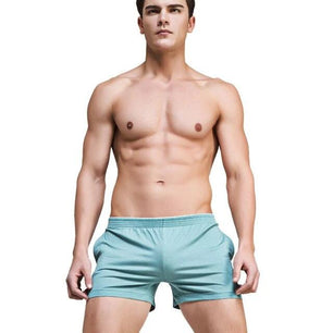 Men's Low Elastic Waist Plain Quick-Dry Swimwear Boxer Shorts