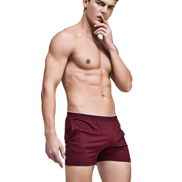 Men's Low Elastic Waist Plain Quick-Dry Swimwear Boxer Shorts