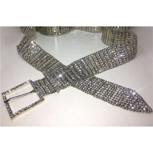 Women's Metal Cubic Zircon Patchwork Alloy Pin Buckle Belts