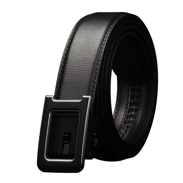 Men's Genuine Leather Plain Strap Alloy Automatic Buckle Belts