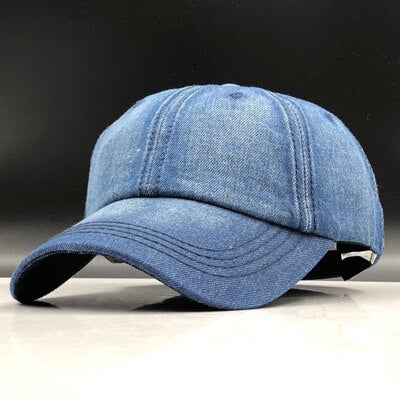 Women's Cloth Plain Back Adjusted-Straps Closure Denim Hats