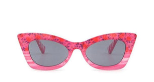 Kid's Cat Eye Light Colorful Mirror Lens Thin Print Frame Sunglasses