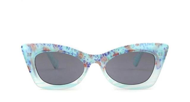 Kid's Cat Eye Light Colorful Mirror Lens Thin Print Frame Sunglasses