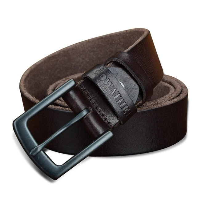 Men's Genuine Leather Strap Alloy Pin Buckle Closure Belts