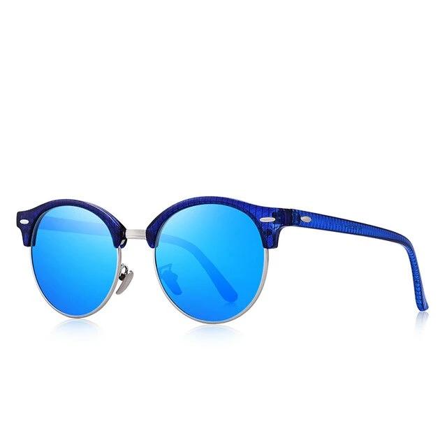 Women's Round Colorful Mirror Lens Thin Frame Retro Sunglasses