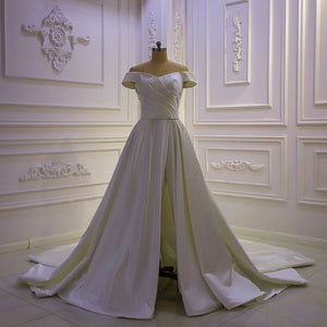 Women's Sweetheart Neck Off-Shoulder Court Train Wedding Dress